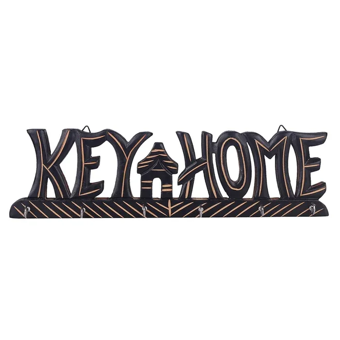 VARANASI WOODEN TOYS Beautiful Wooden Wall Hanging Key Holder in Key Home Shape