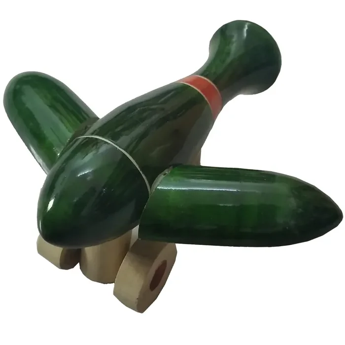 VARANASI WOODEN TOYS Channapatana Wooden Handmade Small Aeroplane in Multi-Color