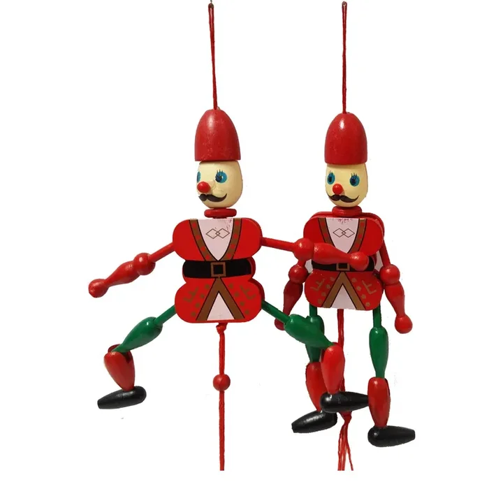 VARANASI WOODEN TOYS Channapatna Wooden Joker Hanging Pulling Toy – Set of 2