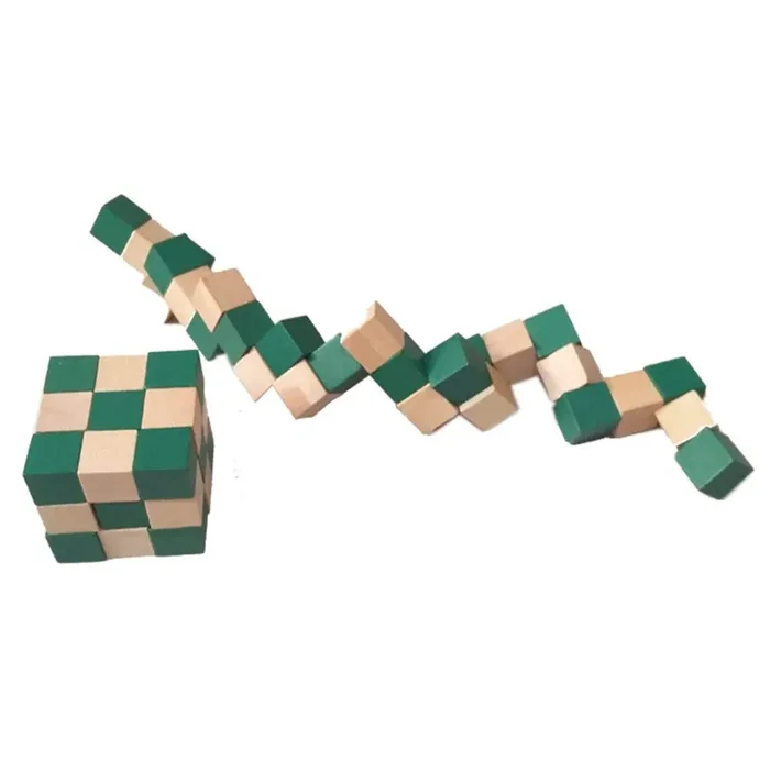 VARANASI WOODEN TOYS channapatna wooden snake cubes game – buy 1 & get 1 free- Multi color