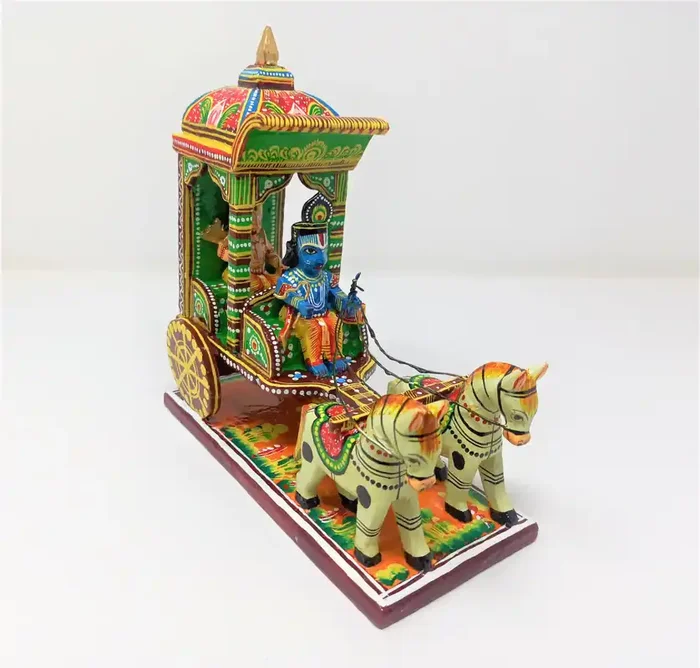 VARANASI WOODEN TOYS Shri Krishna-Arjun Rath – Pretend Play Story Telling Set (Wooden)
