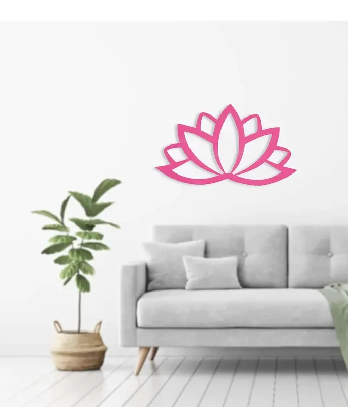 VARANASI WOODEN TOYS -Wall – Lotus Wooden Wall Dcor – 40 cm x 22 cm x 0.5 cm – Pink