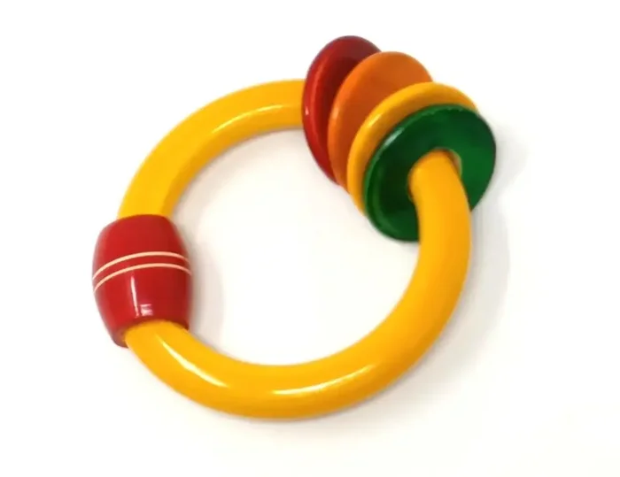 VARANASI WOODEN TOYS Wooden Round Rattle (Available in Assorted Colours)