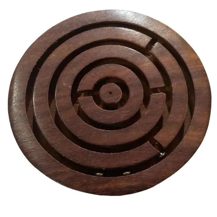 VARANASI WOODEN TOYS Wooden Small Ball Maze Game in Brown Color – 7.5 CM