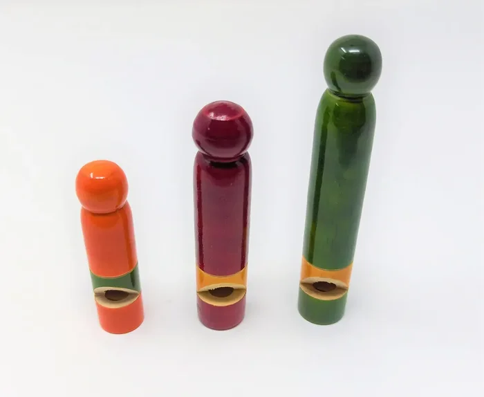 VARANASI WOODEN TOYS Wooden Whistle Handcrafted Sound Toy Discover Sounds Develops Sensory Skills for Kids Toddlers Children (Set of 3)