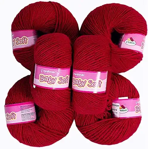 vardhman Yarn Baby Soft Wool for Hand Knitting Fingering Crochet Hook 150gms Blood red