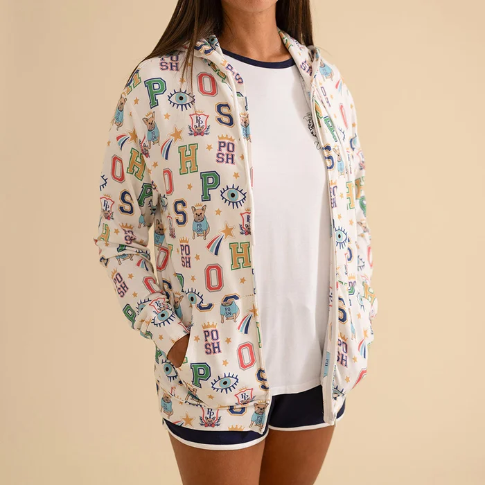 Varsity Beige Women’s Zip Hoodie | Brooke