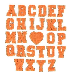 Varsity Glitter Patches in Neon Orange