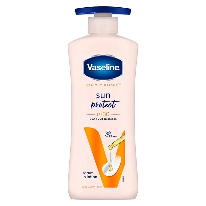 Vaseline Healthy Bright Sun Protection Body Lotion SPF 30 400 ml, Daily Moisturizer for Dry Skin, Gives Non-Greasy Glowing Skin – For Men & Women
