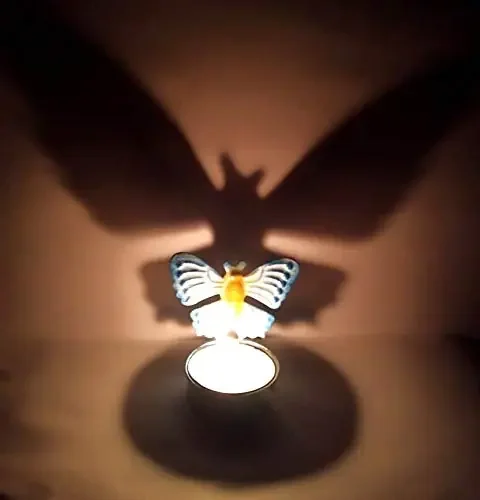 VR CREATIVES Christmas Butterfly Shadow Tea Light, Lamp/Diya, Holder for Diwali/Home Decor/Table Diya, Shadow Diwali Gift 101