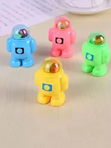 VR Creatives Cutest Stuff Double Blade Astronaut ABS Plastic Pencil Sharpener with Small Erasers for Kids, Pack of 2 + 4 Small Eraser