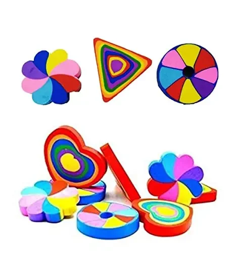 VR Creatives Rainbow Colourful Erasers 4 Pc for All Age Group Kids (As per Stock Any Random Colours)