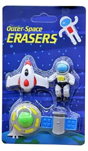 VR Creatives Spaceship Outer Space Eraser Birthday Party Return Gifts for Kids School Boys Girls Pack of 4 Eraser
