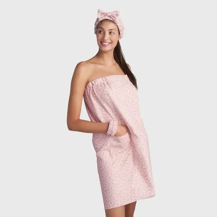 Waffle Bath Wrap Dotted Pink – Room Essentials™