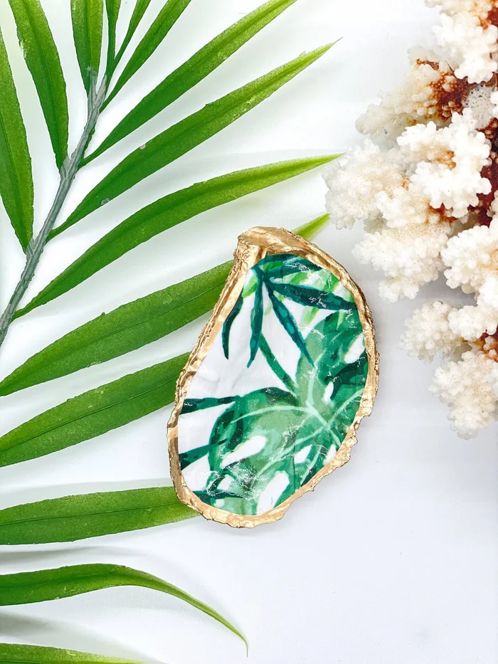 Watercolor Palms Oyster Trinket Dish