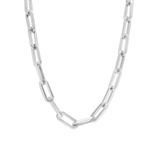 Waterproof Everyday Paper Clip Silver Necklace