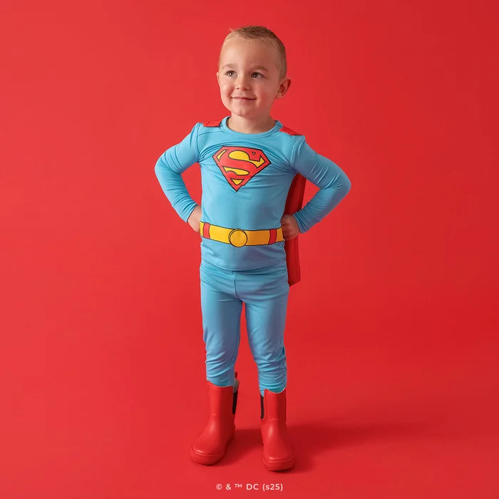 WB Blue I Am Superman Cape Shirt & Pant Set | Posh Peanut®