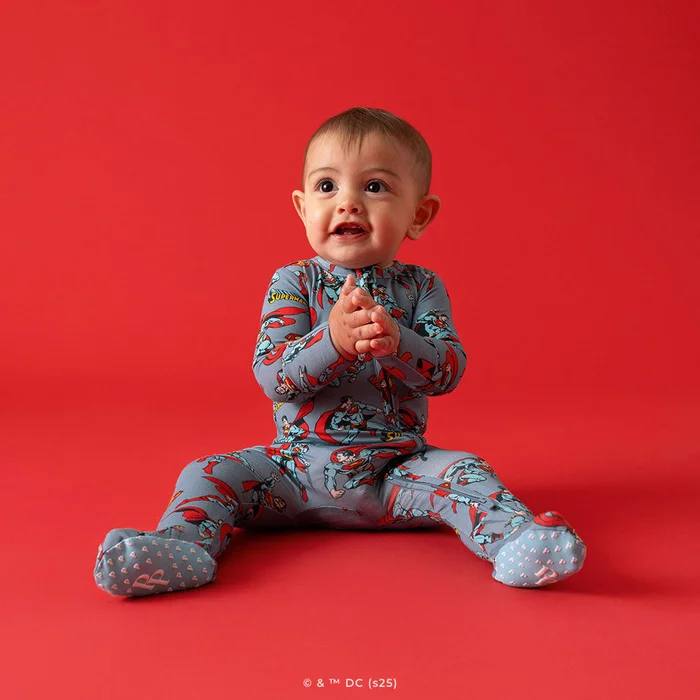 WB Gray One Piece Baby Footie Pajamas | Superman