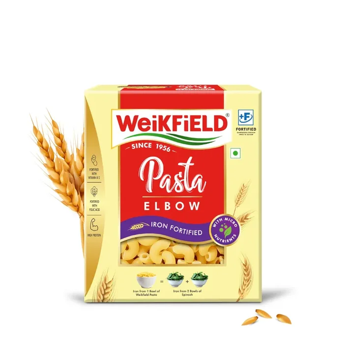 Weikfield Elbow Pasta Made With Durum Wheat Semolina Iron Fortified With Micro Nutrients High Protein 400 g Pack