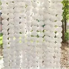 WELL ART GALLERY Artificial Marigold Wall Hanging Garlands String for Special Occasion Decoration, Home Decor Party Office, Home Festival Theme Decorative (Set of 5) (White)