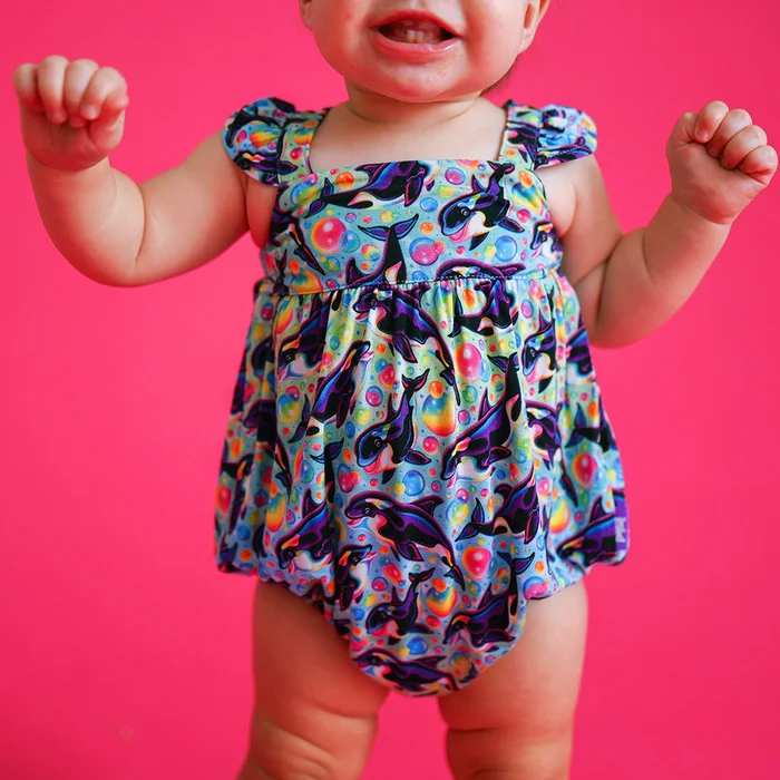 Whale Blue Baby Bubble Romper | Lisa Frank® Max Splash