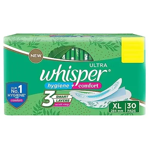 Whisper Ultra Clean Sanitary with Wings – 30 Pieces (XL)