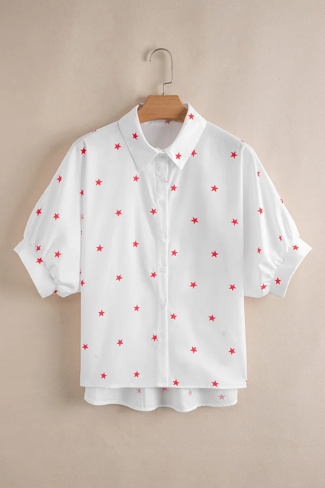 White Little Stars Loose Fit Shirt