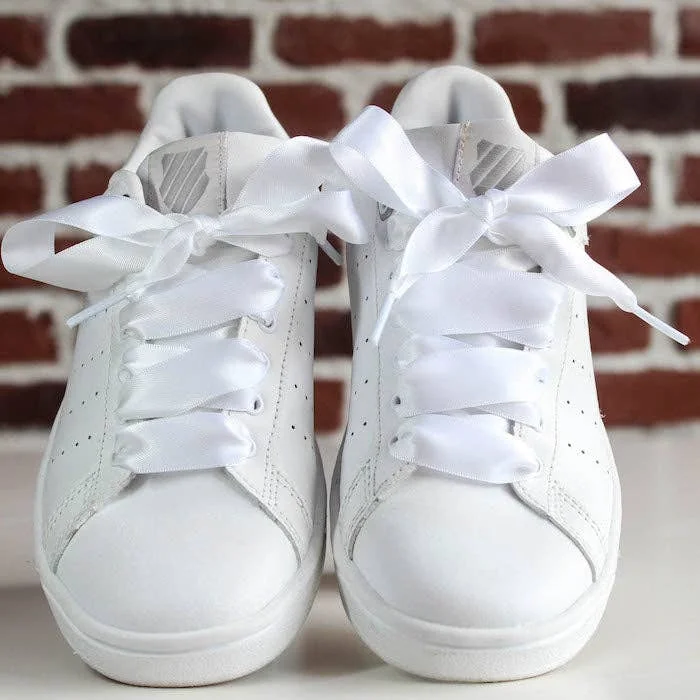 White satin laces