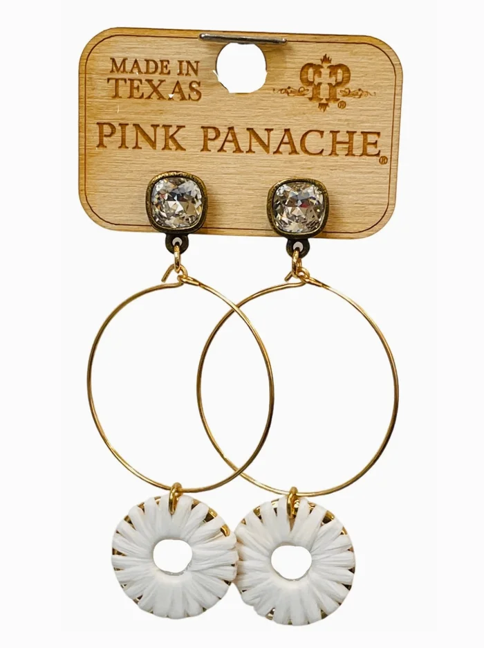 White Woven Circle Earrings