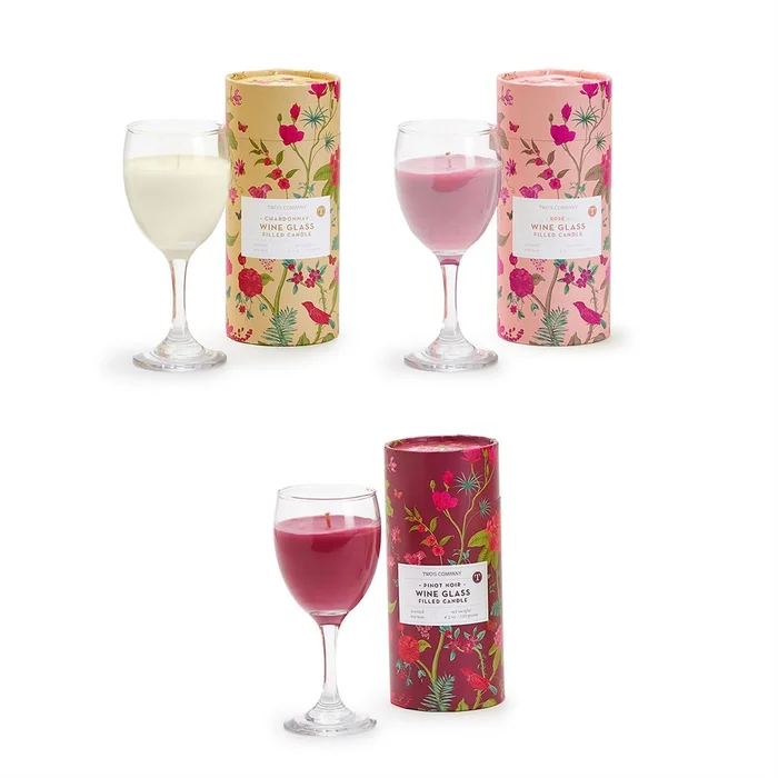 WINE GLASS FILLED SCENTED CANDLE