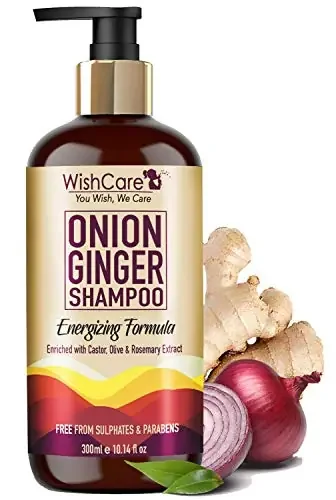 WishCare Onion Ginger Shampoo – Onion Shampoo For Hair Fall Control – Energizing Formula – Free from Mineral Oils Sulphates & Parabens – For All Hair Types – 300 Ml