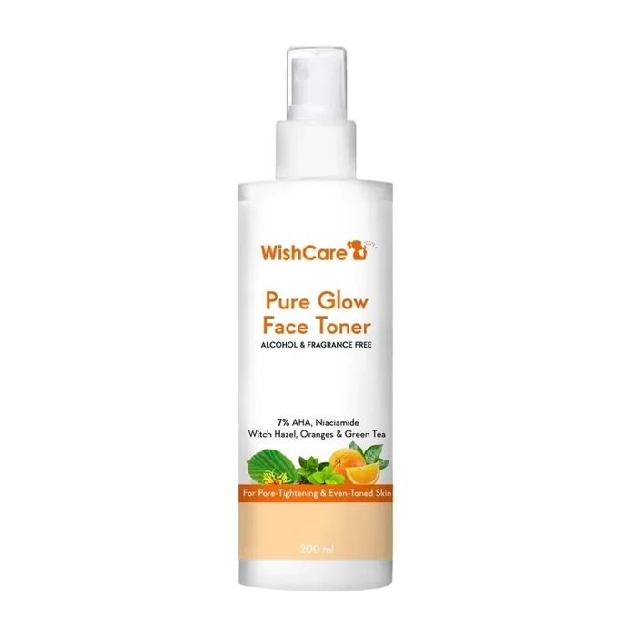 WishCare Pure Glow Face Toner – 5% Fruit AHA, Hyaluronic Acid, Niacinamide & Oranges – For Glowing, & Pore Minimizing – 200ml, (PGFT200)