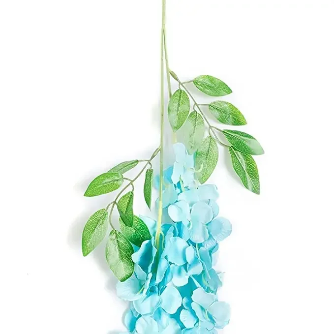 WoFLoo Silk Wisteria Artificial Flowers Hanging Strings Vines Garlands for Home Wedding Party Decoration Garden Outdoor Events Backdrop Floral DÃ©cor (Blue) – Decoration Items for Home Pack of (10)