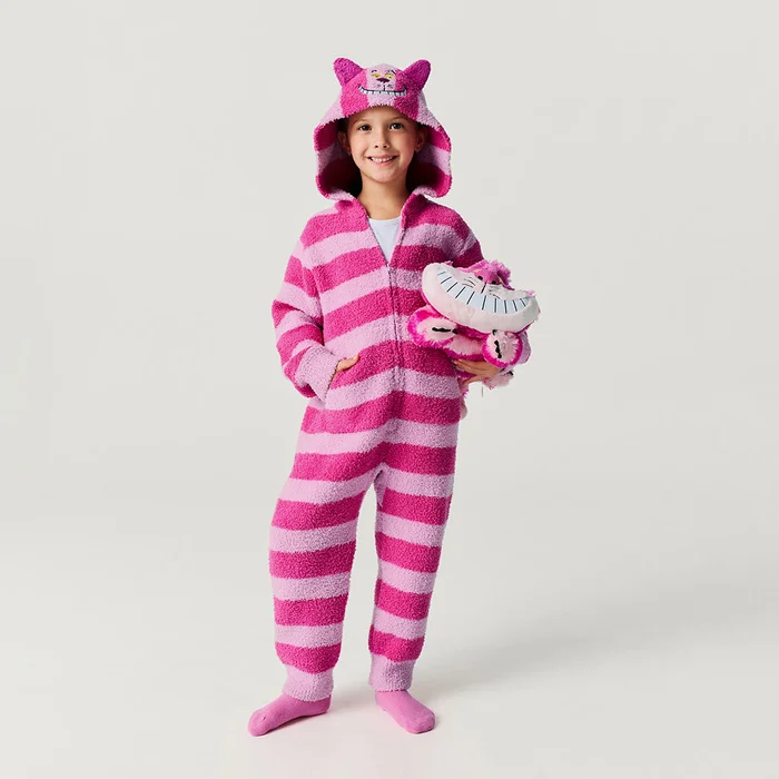 Wonderland Pink Long Sleeve Hooded Baby Jumpsuit | Disney Cheshire Cat