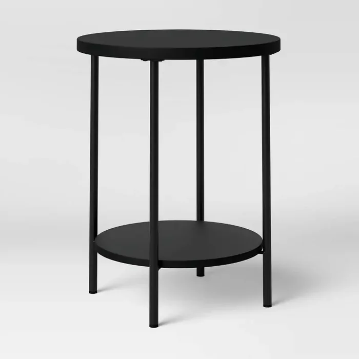 Wood and Metal Round End Table Black – Room Essentials™