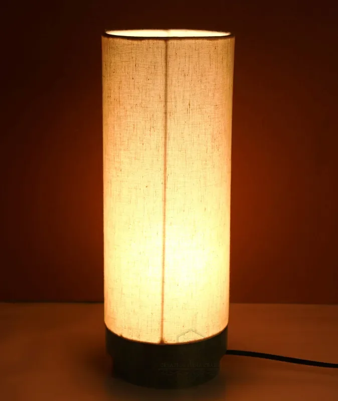 WOOD CRAFTS OF RAJASTHAN Mango Wood Table Lamp for Living Rooms Bedrooms Home Decorative Study Lamp Bed Side Table Lamps for Home Decoration Round Green 14″ Inch Without Bulb