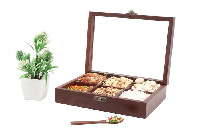 WOOD CRAFTS OF RAJASTHAN Versatile Dry Fruit Box Spice Box Multipurpose Box for Organizing Kitchen Essentials – Kitchen Storage