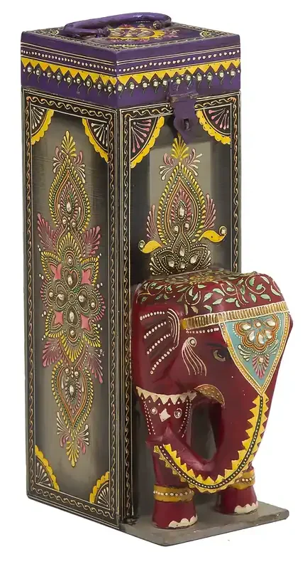 WOOD CRAFTS OF RAJASTHAN Wooden Wine Box (KE08)