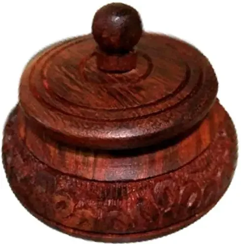 Wood Handmade Sindoor Box (Brown)