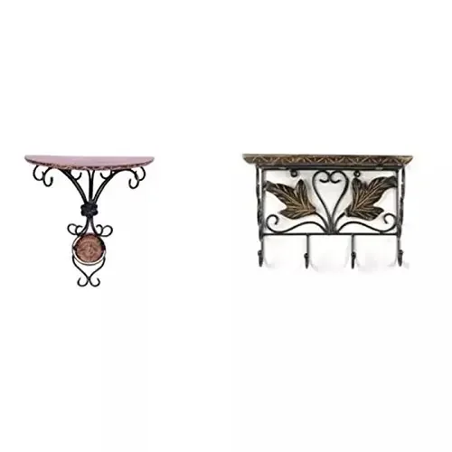Wooden & Wrought Iron Wall Shelf Bracket