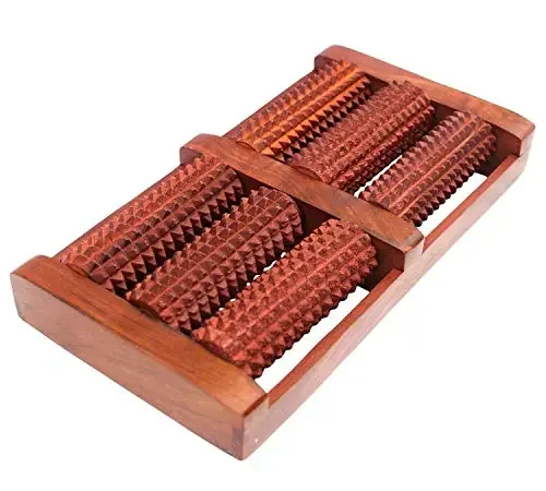 Wooden 6 Roller Stress Acupressure Foot Massager