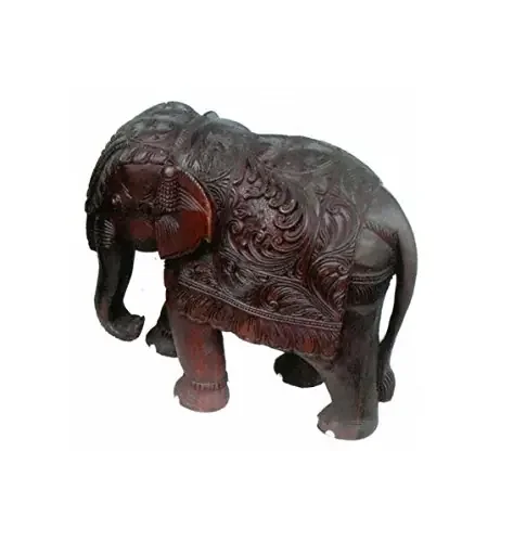 Wooden Elephant Showpiece Wooden Hand Carving Home Decorative Elephant Beautiful Showpiece for Home Decor & Gift Item – 10 Inches Height