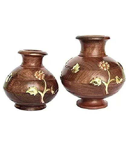 Wooden Flower Vase for Home DecorationPack of 2