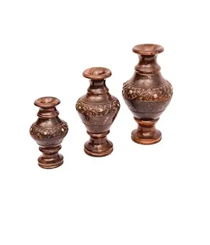 Wooden Flower Vase for Home DecorationPack of 3