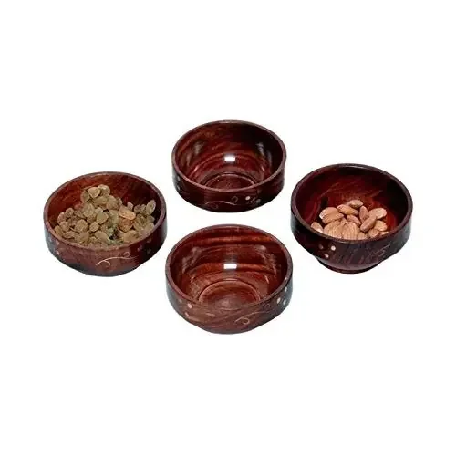 Wooden Handdmade with Brass Work Bowl Set of 4