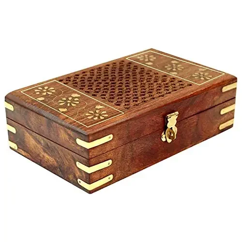 Wooden Jewellery Box for Women Jewel Organizer Hand Carvings