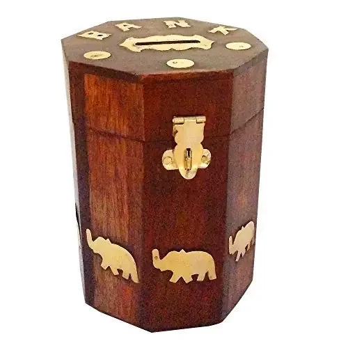 Wooden Money Bank – Coin Saving Box – Piggy Bank – Gifts for Kids Girls Boys & Adults
