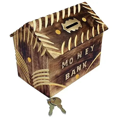 Wooden Money Bank – Coin Saving Box – Piggy Bank – Gifts for Kids Girls Boys & Adults
