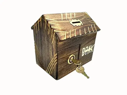 Wooden Money Bank Big Piggy Coin Box Gifts for Birthday/Wooden Coin Box