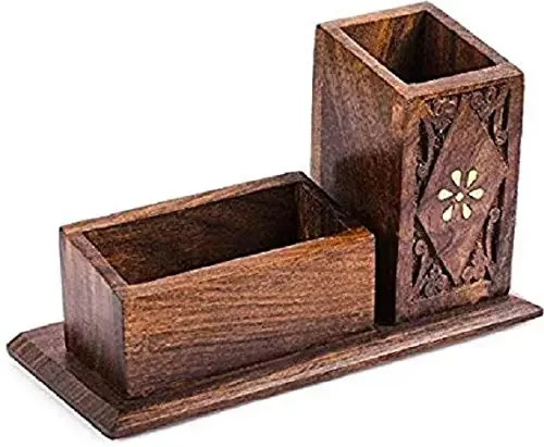 Wooden Pen Mobile Stationery Stand For Home Office